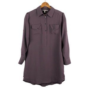 BCBGeneration Women's Size Small Lavender Shadow Collared Roll Tab Shirt Dress